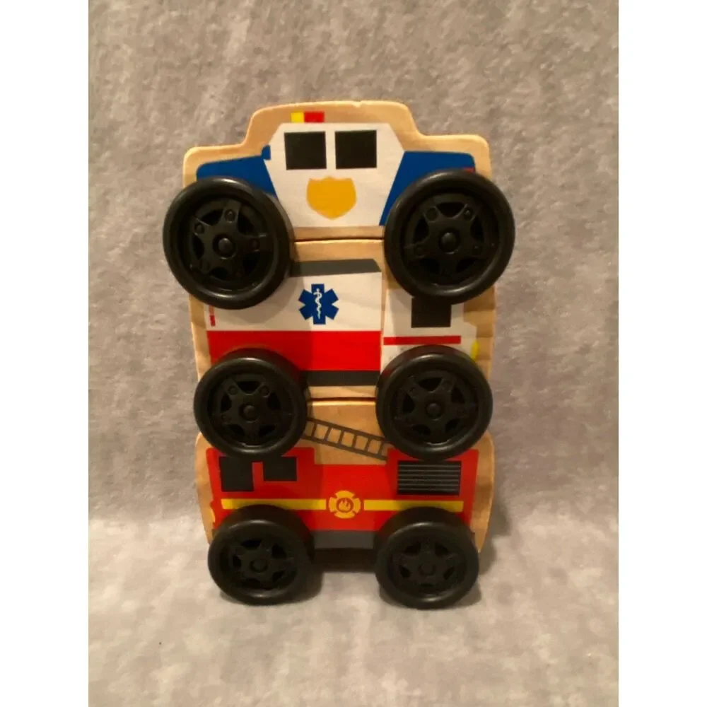 Playgo Wooden‎ Toys Stacking Emergency Vehicles Set of 3 EMS